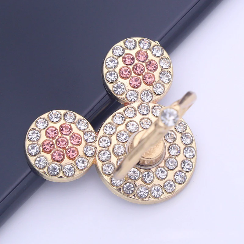 Color: Blue - Cute Anime Mickey Mouse Minnie Phone Finger Ring Holder With Diamond Kawaii High Quality Mobile Stand For Iphone 13 14 Huawei