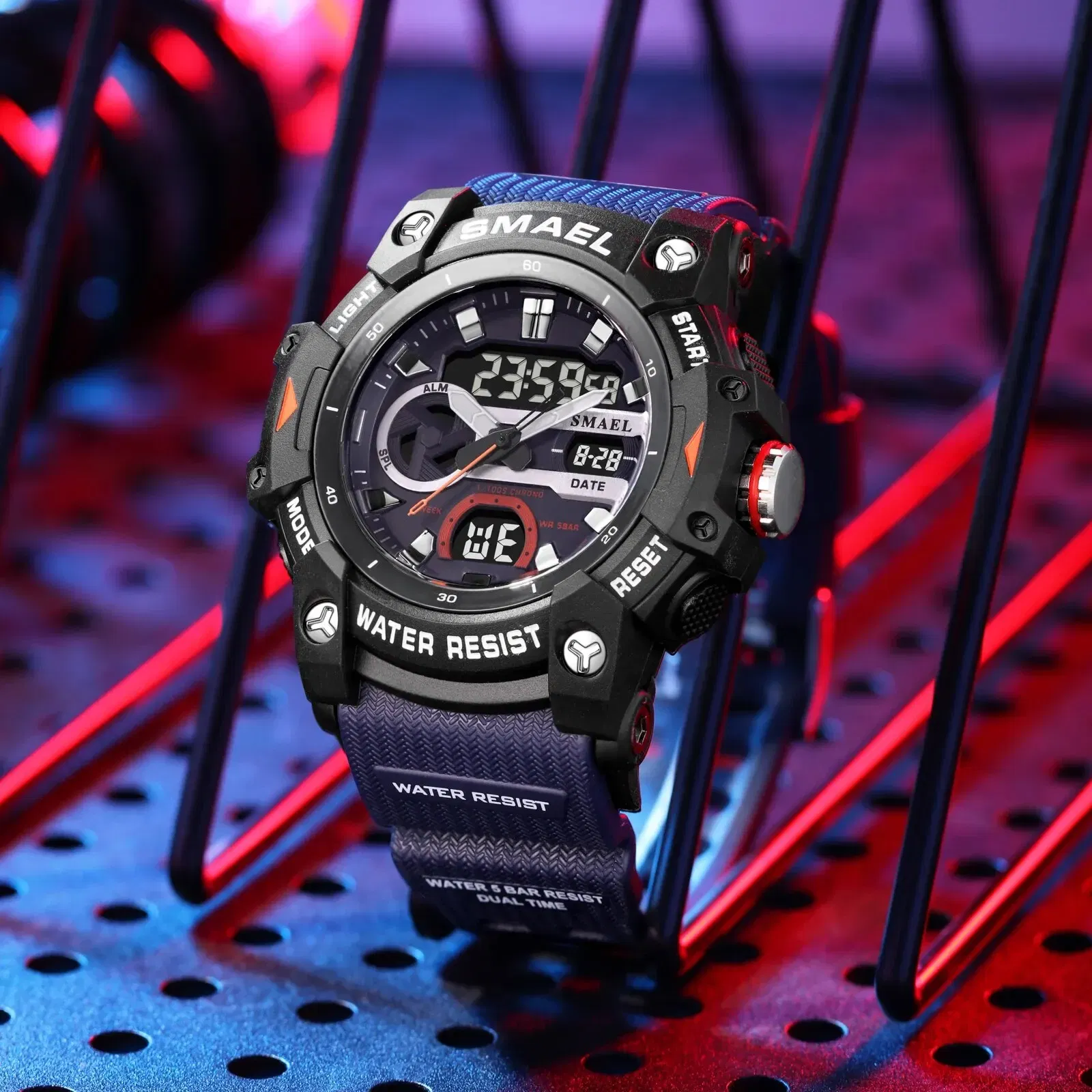 Color: WHITE - SMAEL Sport Watches Waterproof Digital LED Display Analog Alarm Clock 8086 Young Fashion Quartz Wristwatches