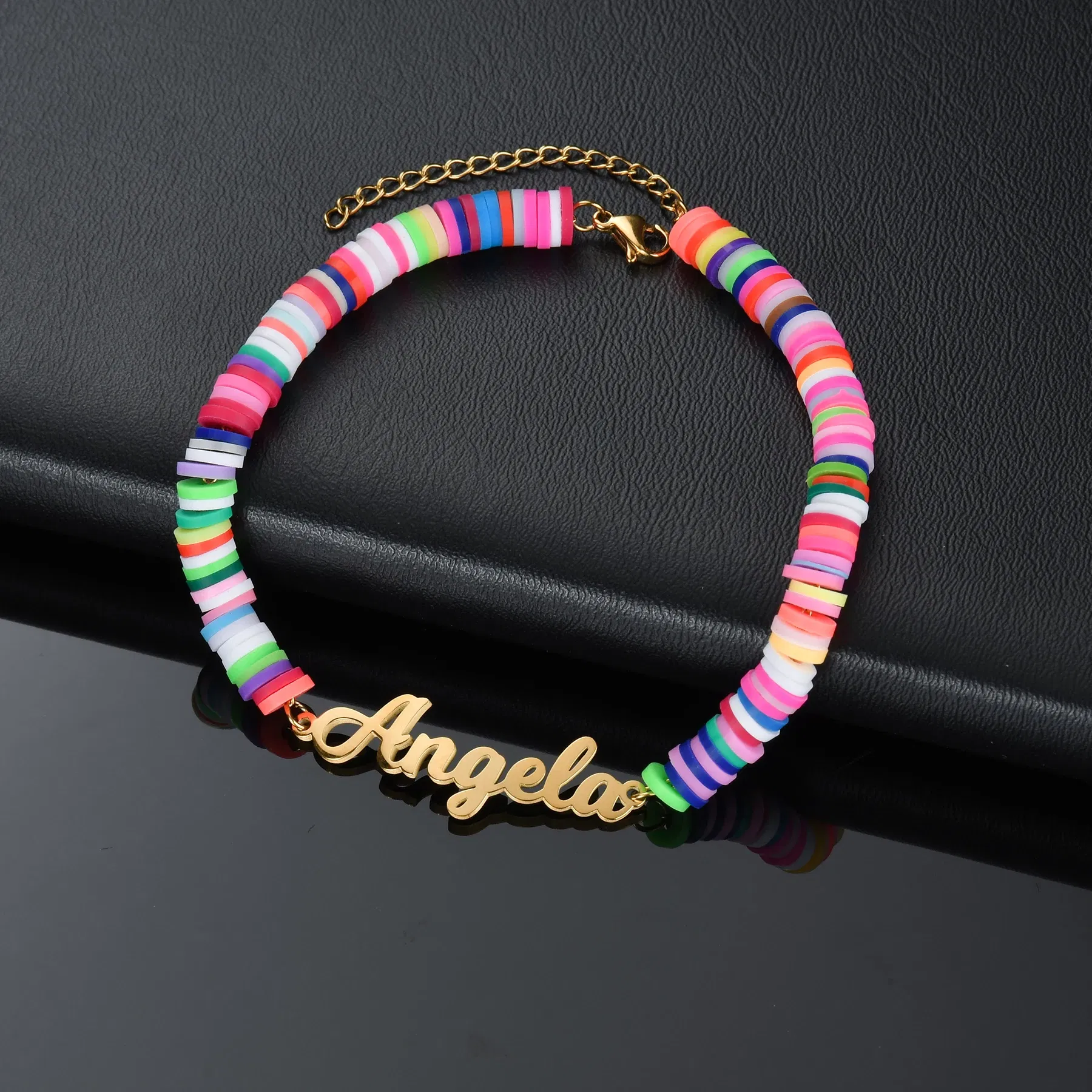 Metal Color: MULTI, Length: 16.5cm, Main Stone Color: Gold - Atoztide Personalized Custom Name Bracelet for Women Men Stainless Steel 10mm Cuban Chain Nameplate Handmade Bangle Jewelry Gift