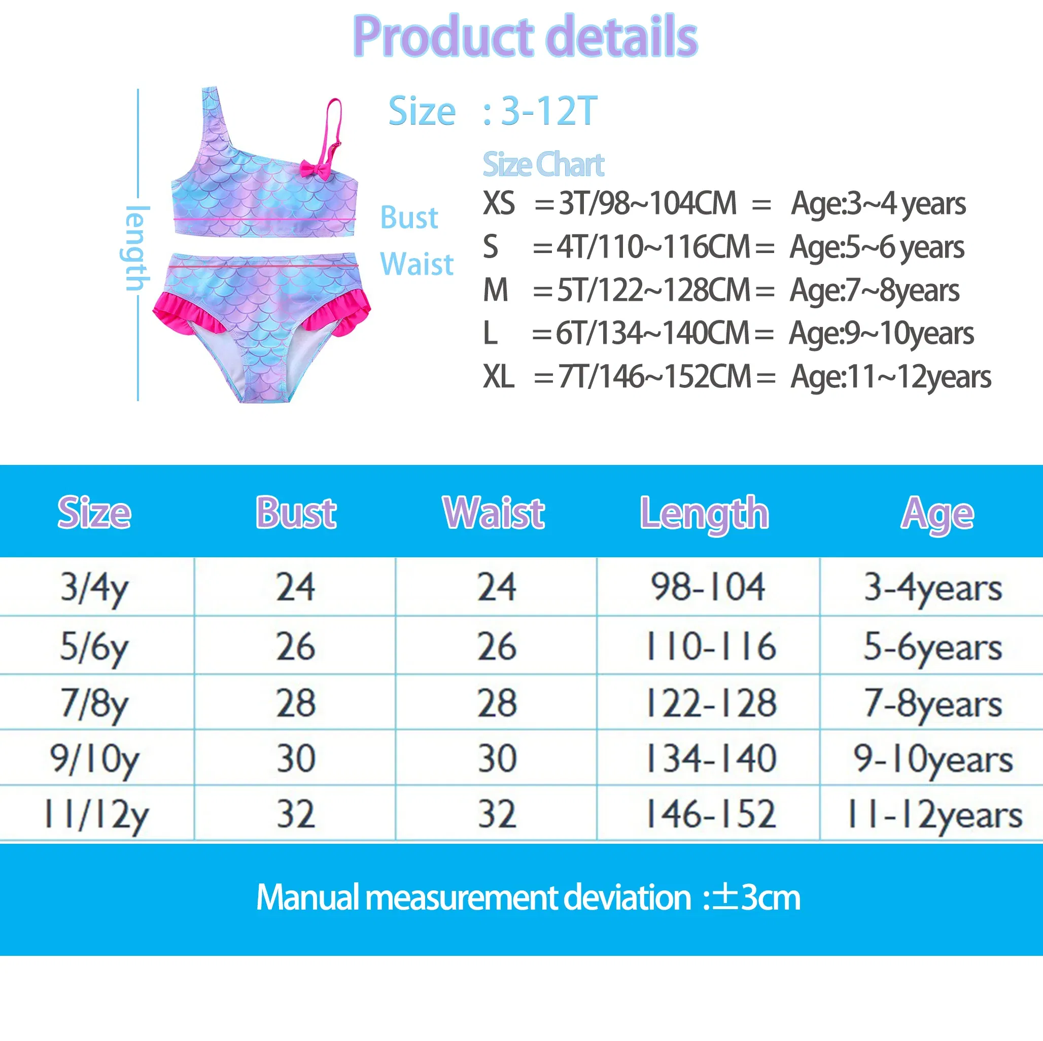 Color: DEEP BLUE, Size: XL - Lilo Stitch Girls Swimsuit One-Piece Bathing Suits Kids Wear Fashion Mermaid Fish Children's Dresses Summer Swimwear Beach Suit