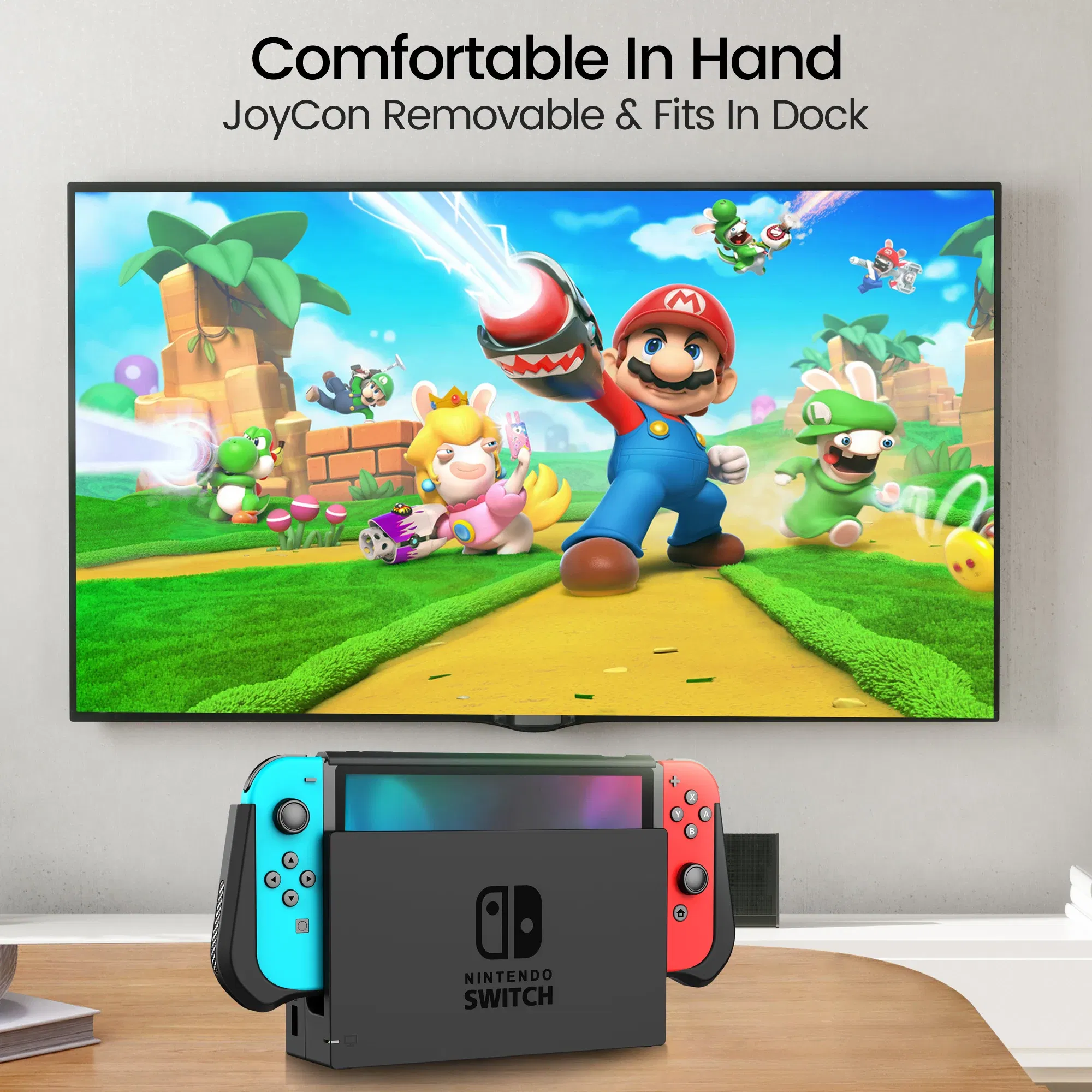 Color: WHITE - For Nintendo Switch Case Dockable Case Compatible with Console & Joy-Con Controller nintendos switch TPU Grip Protective Cover