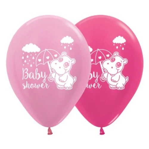 30cm Baby Shower Hippo Pink & Fuchsia Metallic - Pack of 25
