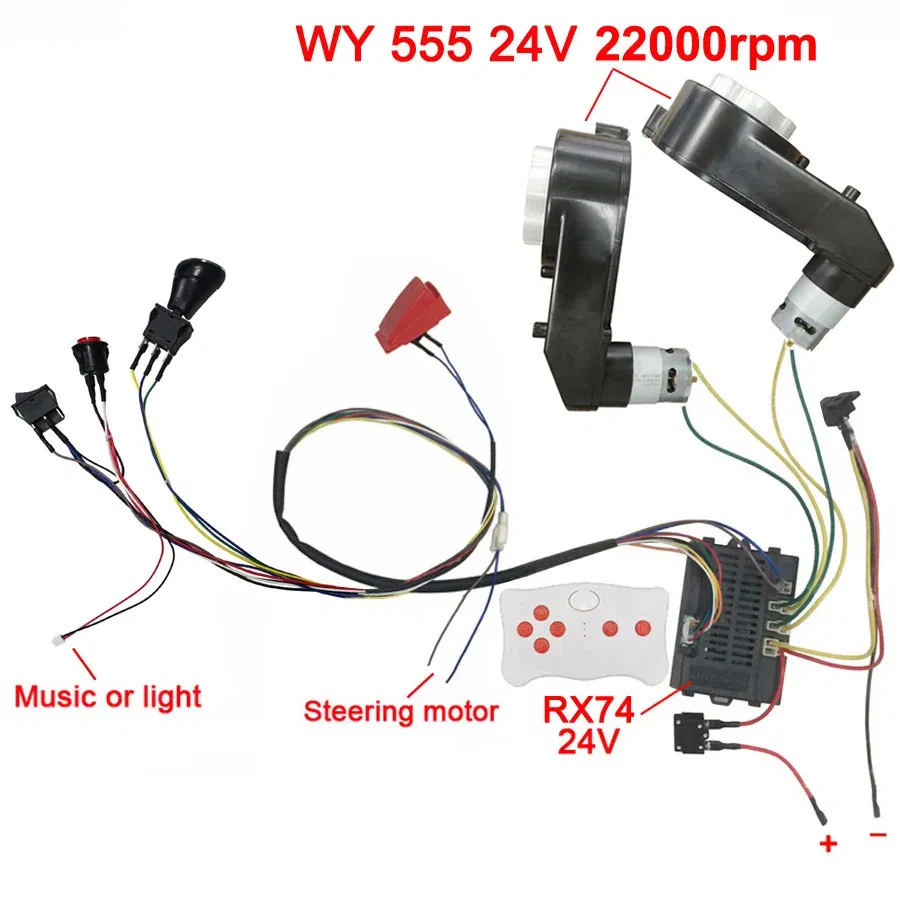 Color: Blue - Children electric car DIY accessories wires and gearbox,Self-made toy car full set of parts for electric car kids ride on