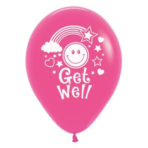 30cm Get Well Smiley Faces Fuchsia Fashion - Pack of 25