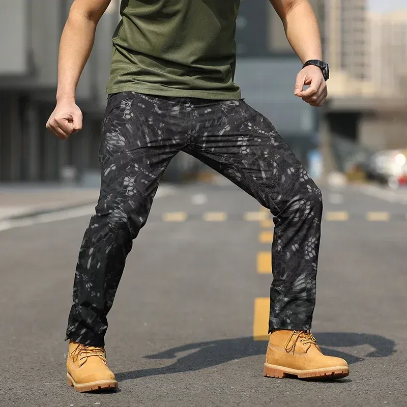 Color: army green, Size: XXXL - Archon X9 Tactical Pants Slim Fit Waterproof Camouflage Training Pants Spring Autumn Breathable Waterproof Overalls Loose Wear
