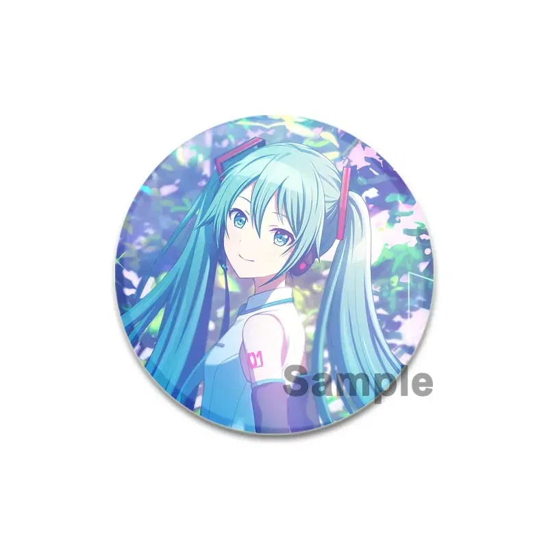 Color: Pure White, Size: S - 58/44/32mm Miku Anime Round Pins Cartoon Badges Cosplay Handmade Tinplate Brooch on Backpack Clothes Chest Ornament Gifts