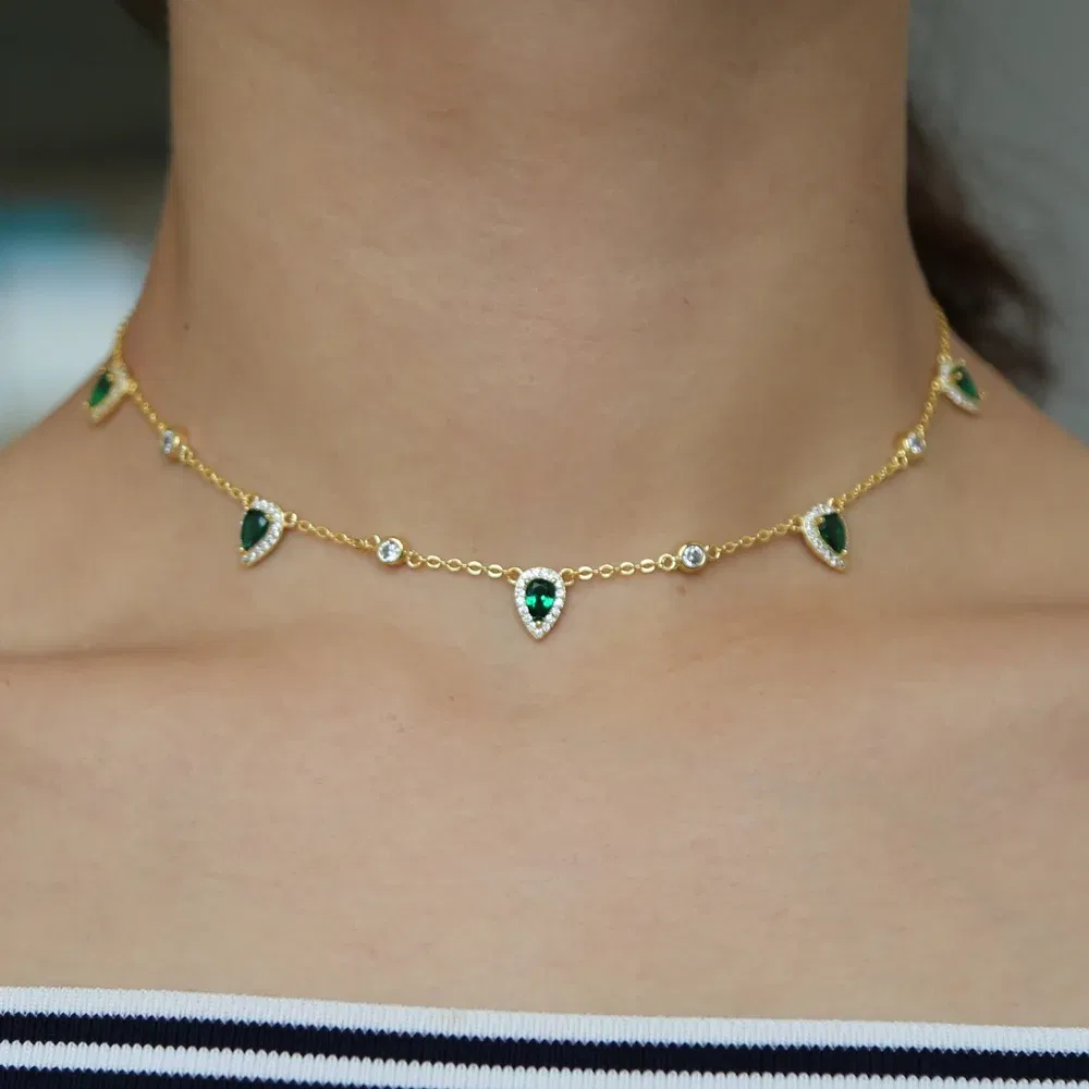Metal Color: Imitation Rhodium Plated - Bohemia NEWest gold color Pink stone statement chain necklace choker fashion jewelry for women elegance gift stylish jewelry