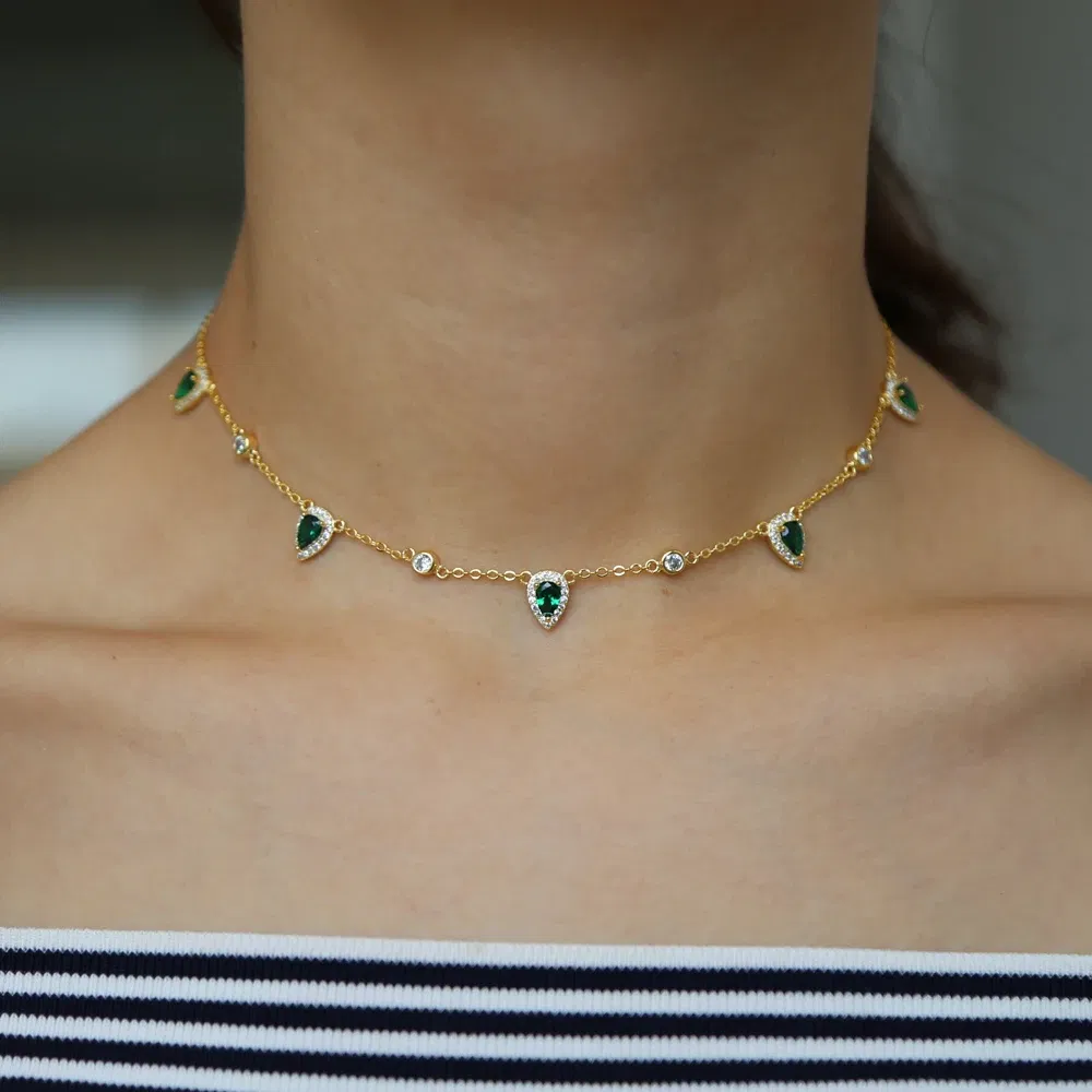 Metal Color: Imitation Rhodium Plated - Bohemia NEWest gold color Pink stone statement chain necklace choker fashion jewelry for women elegance gift stylish jewelry