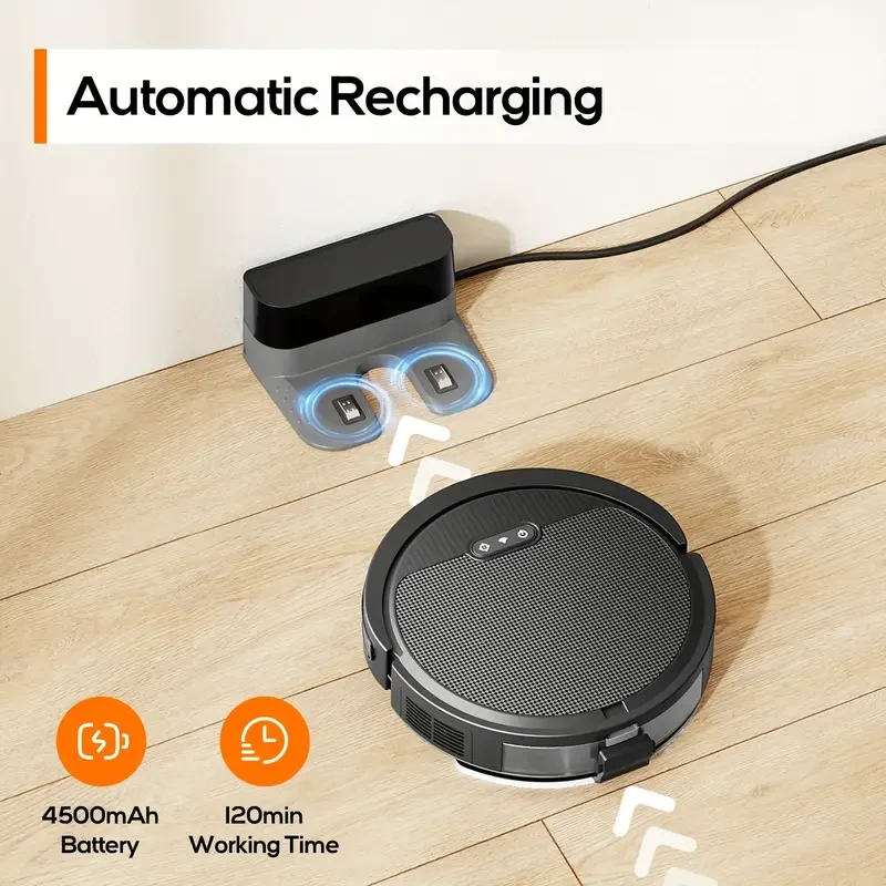 SmartRobot Vacuum & Mop Combo - Voice/App Control, 4000pa Suction, Auto Cleaning, Pet Hair Friendly, Self-Charging, Edge & Spot Clean, Low Carpet Compatible - Effortless Home Cleanup