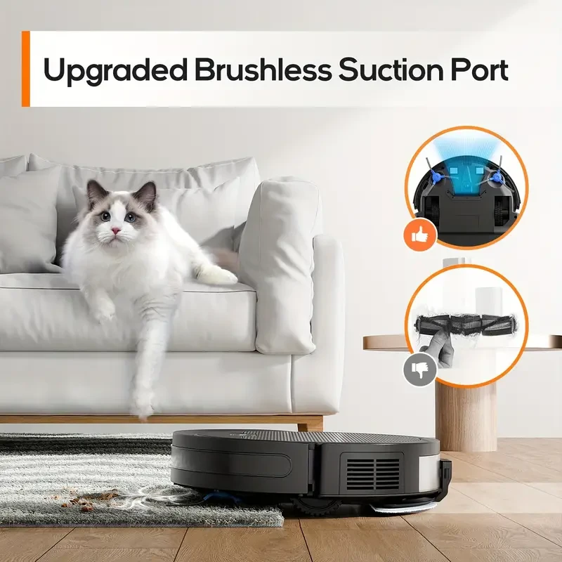 SmartRobot Vacuum & Mop Combo - Voice/App Control, 4000pa Suction, Auto Cleaning, Pet Hair Friendly, Self-Charging, Edge & Spot Clean, Low Carpet Compatible - Effortless Home Cleanup