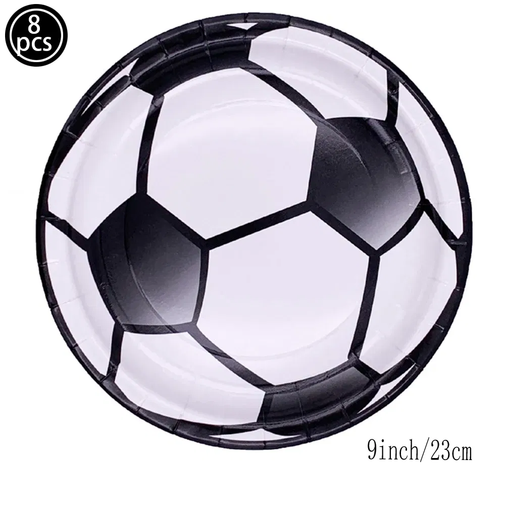 Color: Lemon yellow - Soccer Birthday Party Decorations Disposable Tableware Paper Plates Cups Napkins Tablecloth Balloon Banner Soccer Party Supplies