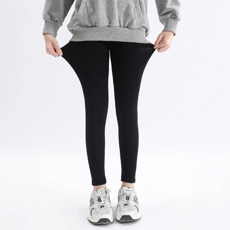 Color: black, Kid Size: 6 - Girls' Leggings Spring And Autumn Style 95 Cotton Female Baby Elastic Pants Children's Slim outer Wear Pants