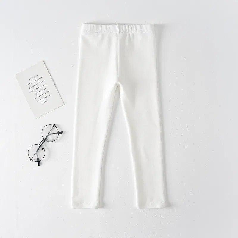 Color: black, Kid Size: 6 - Girls' Leggings Spring And Autumn Style 95 Cotton Female Baby Elastic Pants Children's Slim outer Wear Pants