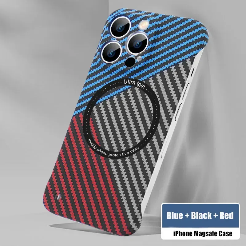 Color: Red, Material: CANVAS - Luxury Carbon Fiber for iPhone 11 14 Plus 12 13 Pro Max Magsafe Case Magnetic Wireless Hard Thin Slim Cover for iPhone 13 14 Max