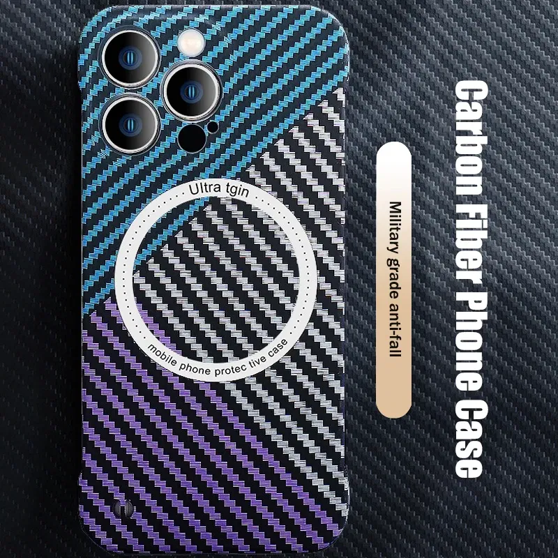 Color: Red, Material: CANVAS - Luxury Carbon Fiber for iPhone 11 14 Plus 12 13 Pro Max Magsafe Case Magnetic Wireless Hard Thin Slim Cover for iPhone 13 14 Max