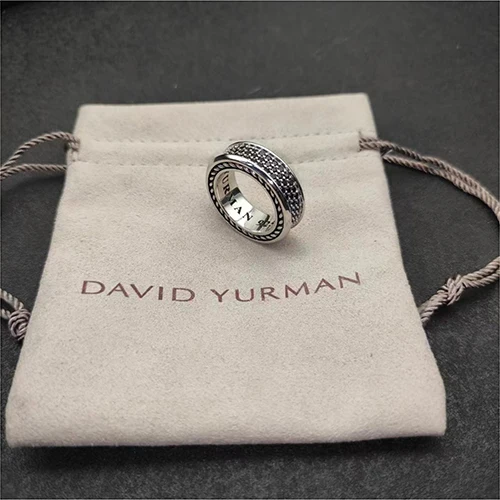 Gem Color: Black, Ring Size: 7 - Get Your Sparkle On With 2024'S Latest Fashion Accessory - S925 Silver Dy Ring With Jewel Accents!