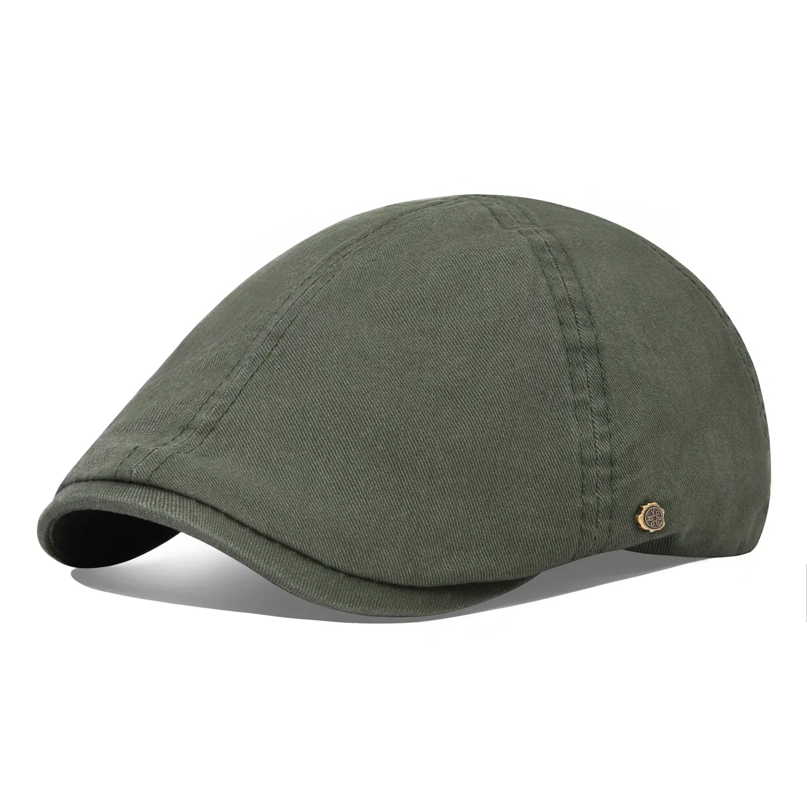 Color: Ivory, Hat Size: One Size - VOBOOM 100% Man's Beret Cotton Gatsby Hat Ivy Cap Irish Hunting Newsboy Cap Flat Cap Cabbie Hats Driving Golf Caps