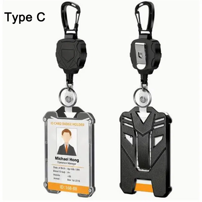 Color: Yellow - ID Card Holder Bus Card Cover Case Badge Reel Clip Badge Clip Heavy Duty Badge Clip Retractable Badge Holder ID Badge Holder