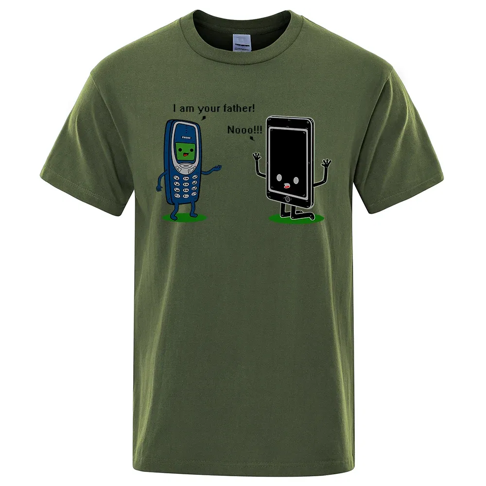 Color: Dark Grey, Size: S - I'm your father Funny phone T-Shirts Men Women Casual Short Sleeve Crewneck Breathable Tops Cotton Summer Hip Hop Tee Clothing