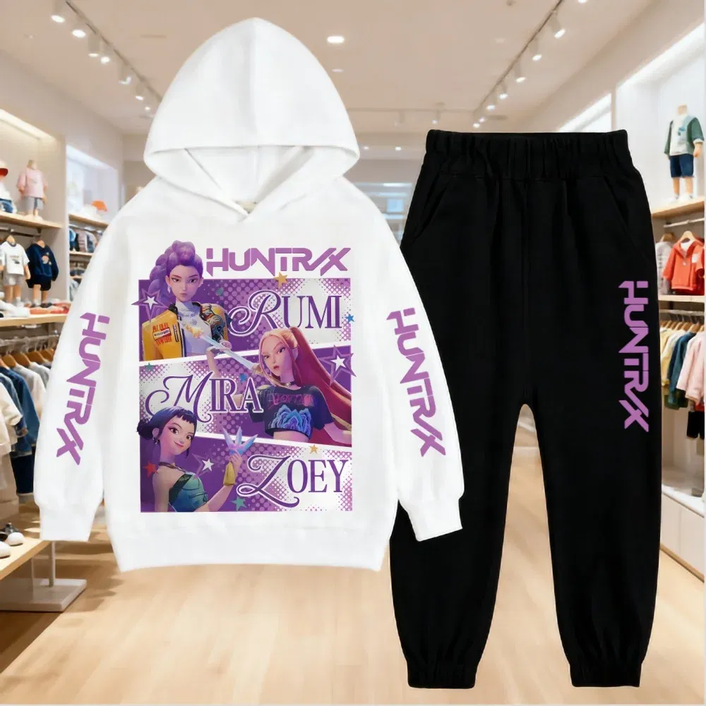 Color: Yellow, Kid Size: 11 - 2025 KPop Demon Hunters Kids Hoodie Set Boys Teen Girls Hoody Sweatshirts With Pants Tracksuit Children's Autumn Clothing 2pcs