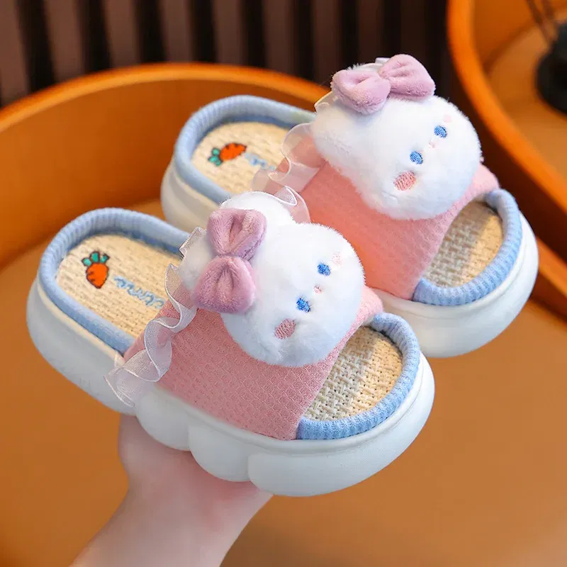 Color: Green, Shoe Size: 5 - Women's Slippers Casual Cute Cartoon Open Toe Platform Slippers Girls' Breathable, Lightweight, Non-slip Home Shoes
