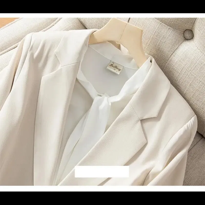 Color: Blue, Size: M, Ships From: CHINA - High End Office Professional Women's Blazer Pants 2-Piece Set Fall Fashion Long Female Jacket Over Business Suit Casual Trousers