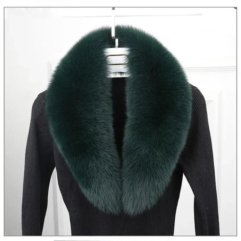 Color: PURPLE, Size: L - 100% Natural Real Fox Fur Collar For Women Men Coat Jacket Fur Scarf Winter Extra Large Size Neck Warmer Fur Scarf Shawls Wraps