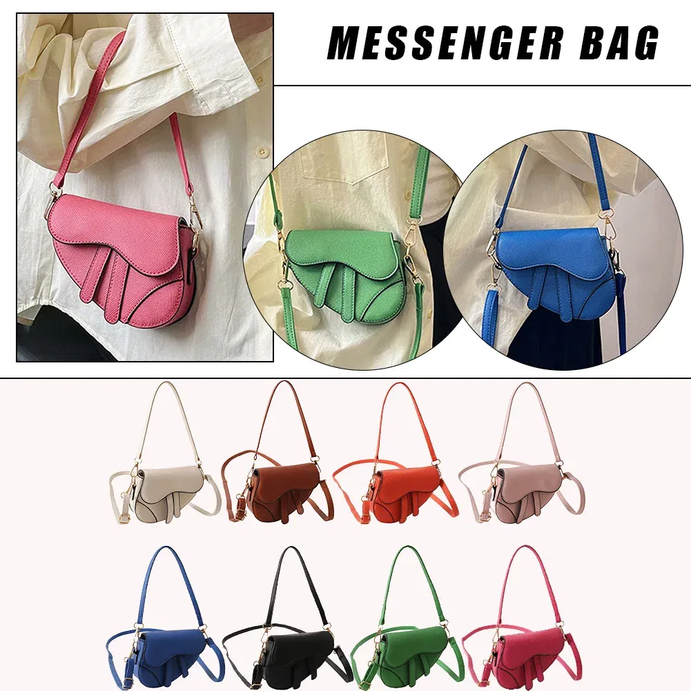 Color: Hot Pink - Women Fashion Mini Handbags Hasp Zipper Messenger Bags Saddle Bag Solid Color Casual Simple Inside Lock Ornament Bag