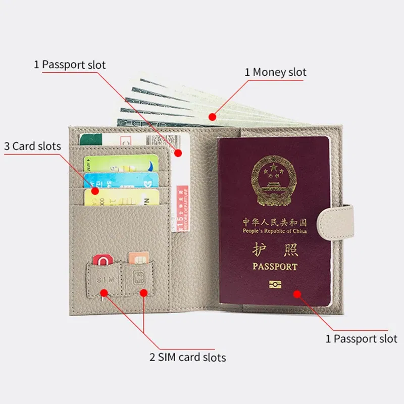 Color: black - Genuine Cow Leather Passport Holder Travel Wallet with Zipper Pocket Card Holder RFID Blocking Bifold Wallet for Men and Women