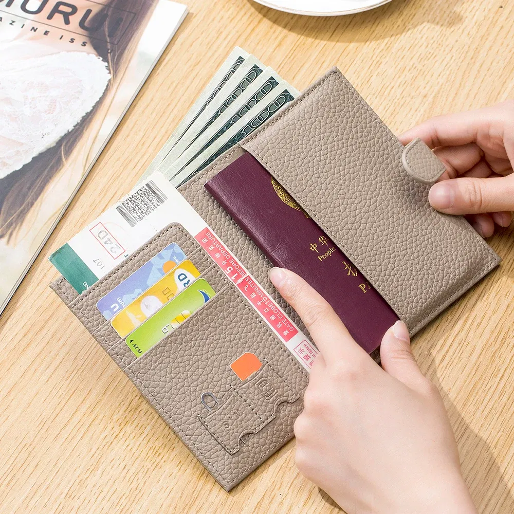 Color: black - Genuine Cow Leather Passport Holder Travel Wallet with Zipper Pocket Card Holder RFID Blocking Bifold Wallet for Men and Women