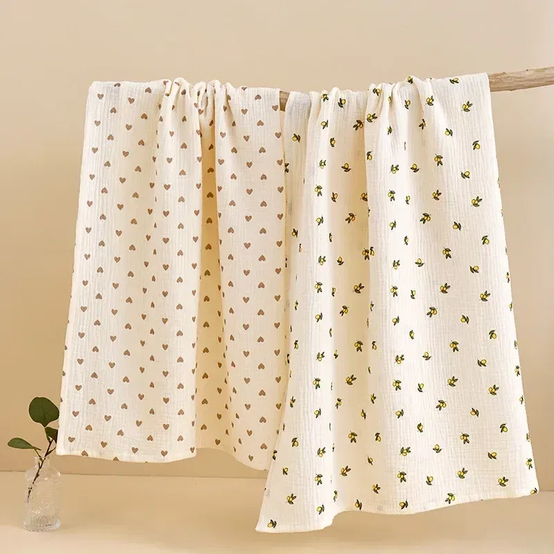Color: green, Size: Option 1 - Baby Blanket Newborn Muslin Swaddle 2 Layer Cotton Bath Towel Summer Stroller Cover Wrap Gauze Toddler Sleep Blanket Baby Items