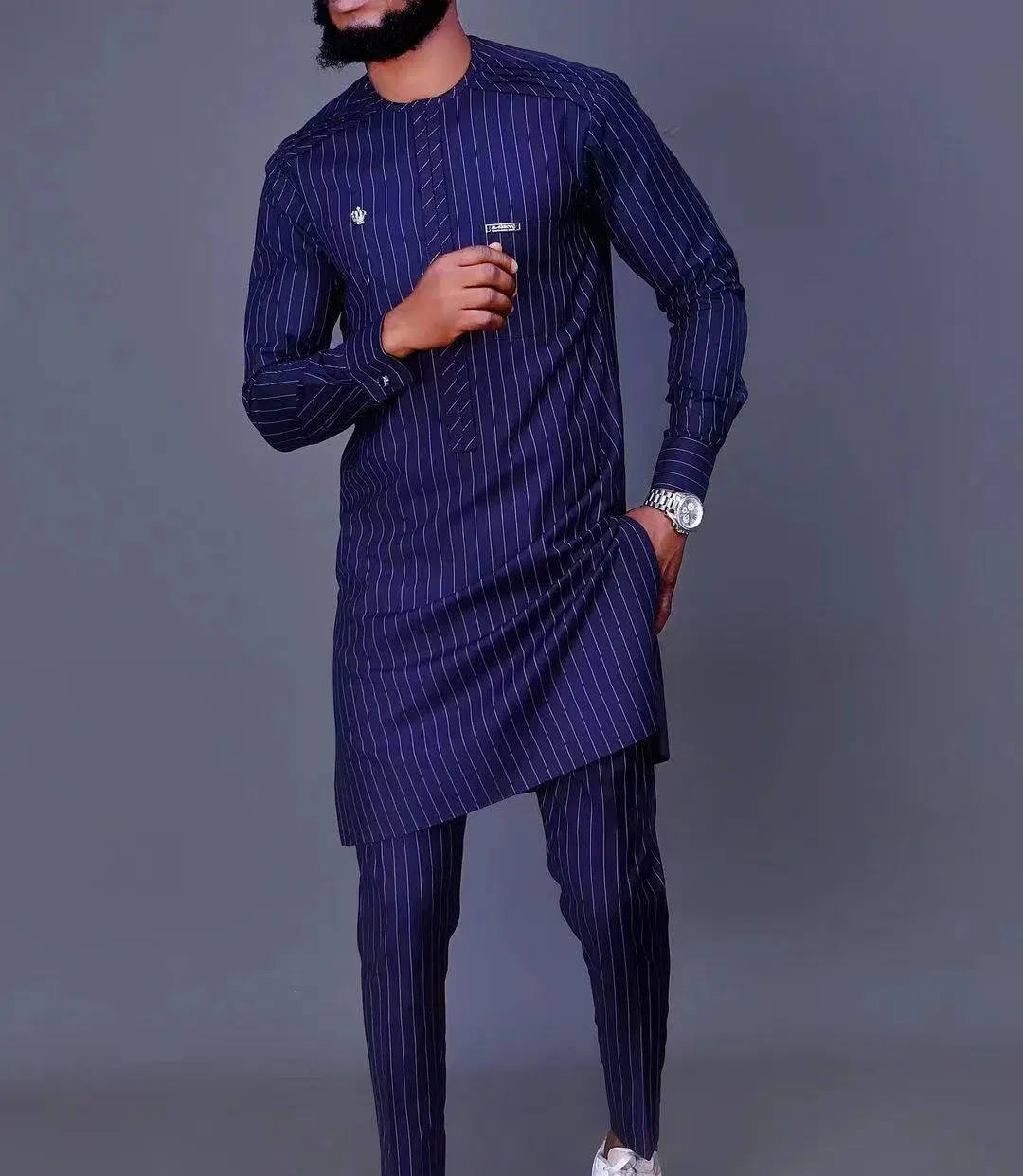 Color: Burgundy, Size: M - 2024 New African Traditional Men's Set Elegant and Fashionable Men's Suit Casual Embroidery Two Piece Set Men's Suit Kaftan