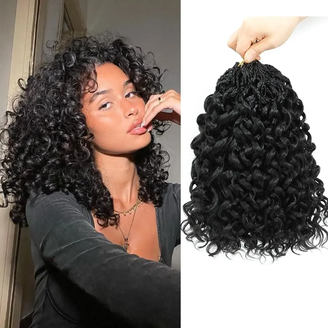 Color: T1B/27, Stretched Length: 18inches, Bulk Buy: 1Pcs/Lot - Box Gogo Curl Crochet Hair for Black Women Pre looped Short Ocean Wave Crochet Hair Water Wave Beach Curl Crochet Braiding Hair