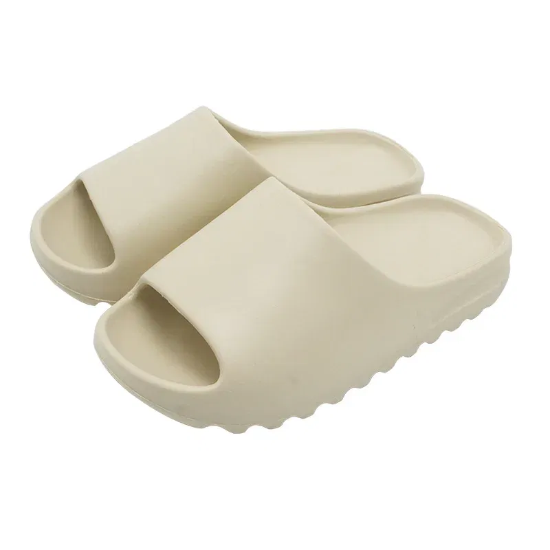Color: Beige, Shoe Size: 35 - Summer Slippers Men Women Indoor Eva High Soft Bottom Sandals Open Toe Trend Slides Light Beach Shoes Slippers Home Size 35-46
