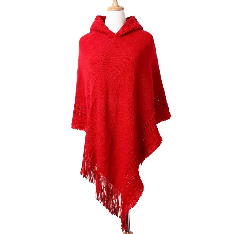 Color: GOLD, Size: One Size - New Women Ladies Tassel Cape Coat Fringe Poncho Oblique Stripe Coat Bohemian Shawl Scarf