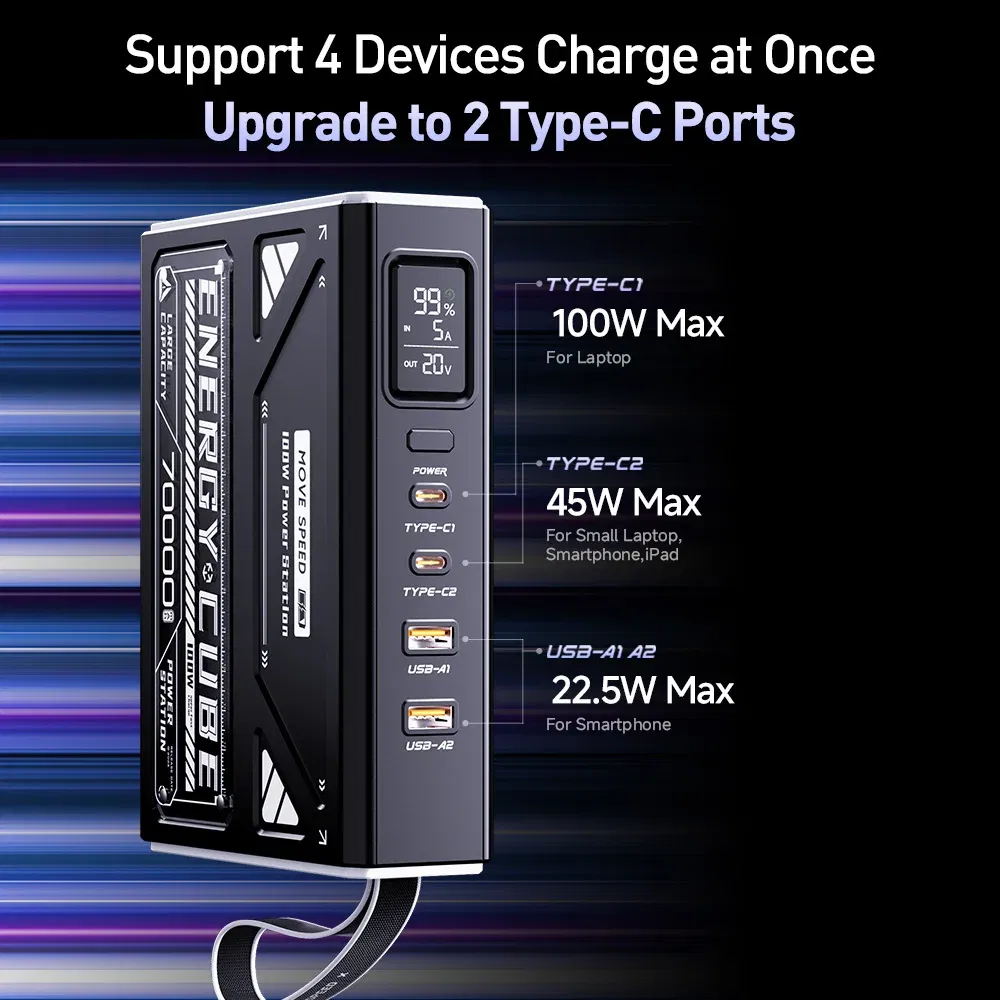 Battery Capacity: 50001mAh-100000mAh, Color: WHITE, Ships From: CHINA - 2025 Z70Pro Large Capacity Power Bank 100W Fast Charge External Battery w/ Flashlight Powerbank for Laptop Outdoor Camping