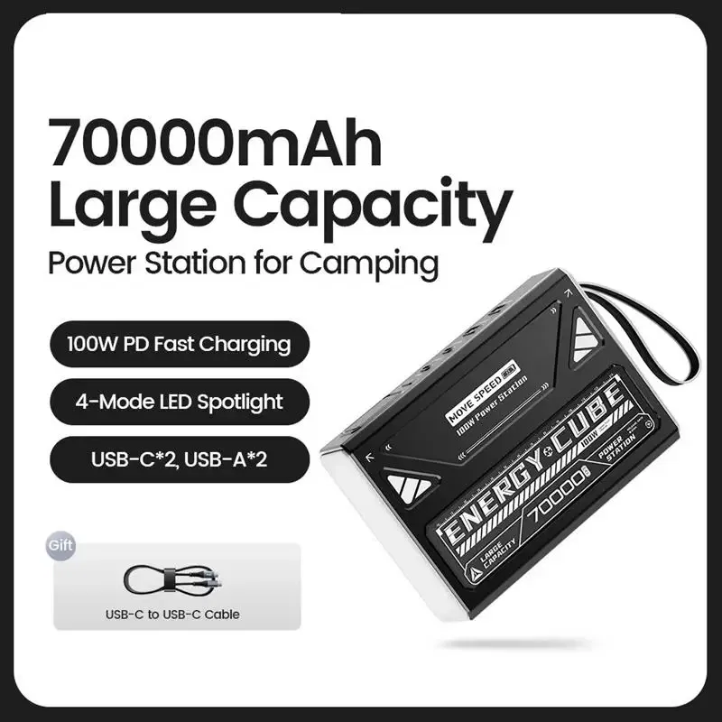 Battery Capacity: 50001mAh-100000mAh, Color: WHITE, Ships From: CHINA - 2025 Z70Pro Large Capacity Power Bank 100W Fast Charge External Battery w/ Flashlight Powerbank for Laptop Outdoor Camping