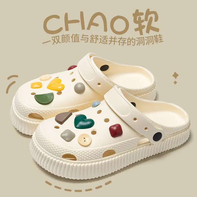 Color: Ginger, Shoe Size: 40-41 - Shoes hole shoes girls wear outside couple bag head women cool slippers