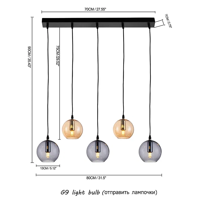 Body Color: Light Grey, Ships From: CHINA - Nordic bar pendant light simple modern bedroom bedside light exquisite G9 living room light glass light with light bulb