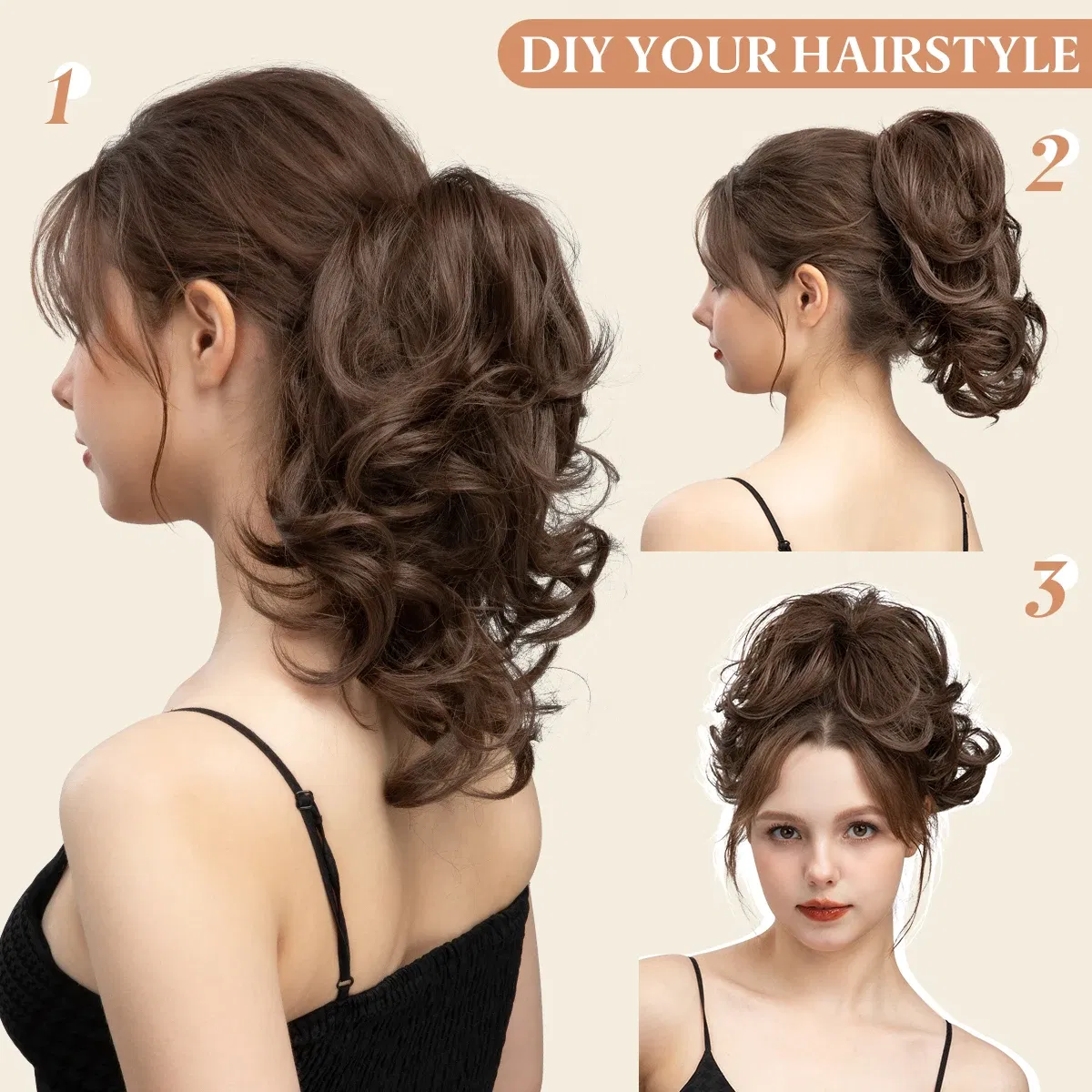 Color: P2/613, Bulk Buy: 1pc - SARLA Synthetic Diy Claw Clip In Ponytail Extensions Hairpiece Hair Bun Fake Black Blonde Natural Hair False Pigtail for Women