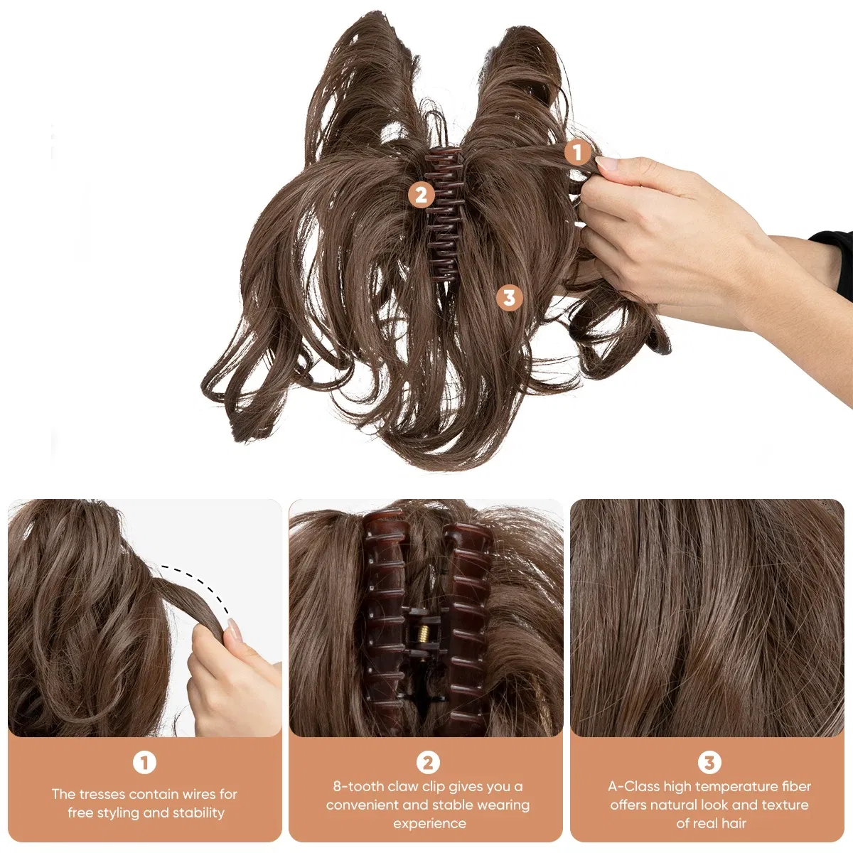 Color: P2/613, Bulk Buy: 1pc - SARLA Synthetic Diy Claw Clip In Ponytail Extensions Hairpiece Hair Bun Fake Black Blonde Natural Hair False Pigtail for Women
