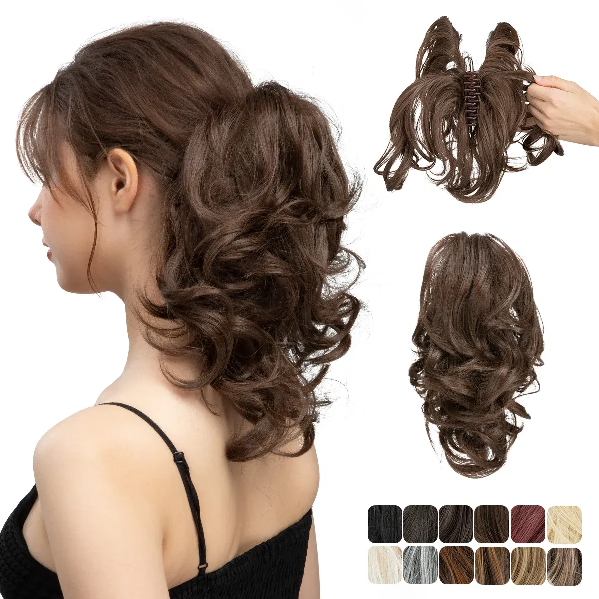 Color: P2/613, Bulk Buy: 1pc - SARLA Synthetic Diy Claw Clip In Ponytail Extensions Hairpiece Hair Bun Fake Black Blonde Natural Hair False Pigtail for Women