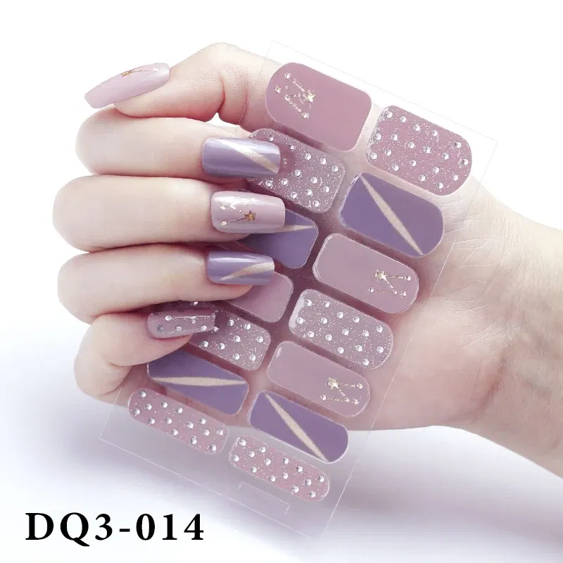 Color: Mint Colour - Purpel Nail Stickers Full Cover Nail Polish Stickers for Women Full Beauty Manicure Decals High Quality Stickers for Nails Art