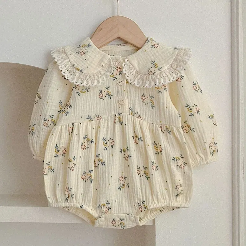 Color: PURPLE, Size: XS - Spring Baby Girls Long Sleeve Sweet Sisters Flower Print Dress Autumn Infant Rompers Kids Baby Girls Princess Clothes Rompers