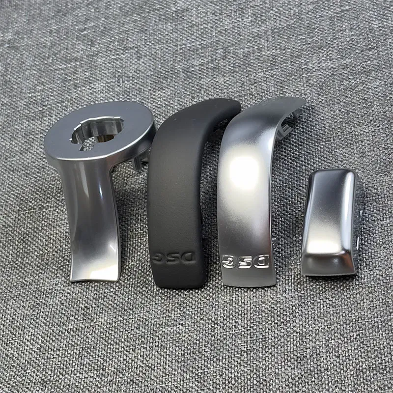 Color Name: Red - 1PCS Chrome Matt With Leather Shift Knob Gear Side Cover DSG Emblem For VW Golf 6 7 R GTI Passat B7 B8 CC R20 Jetta MK6