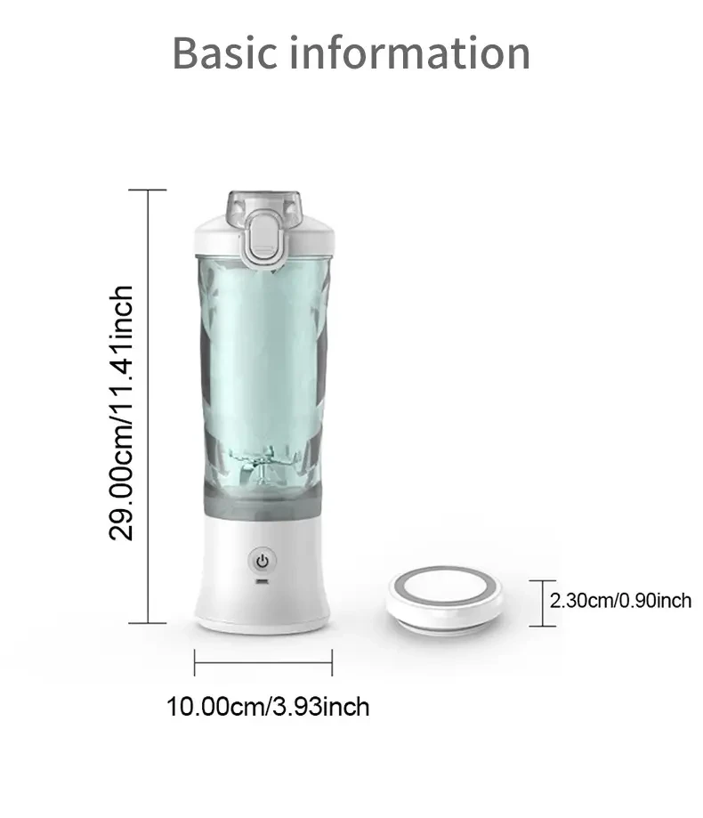 Portable USB Rechargeable Blender - 20.29oz Personal Blender for Shakes and Smoothies
