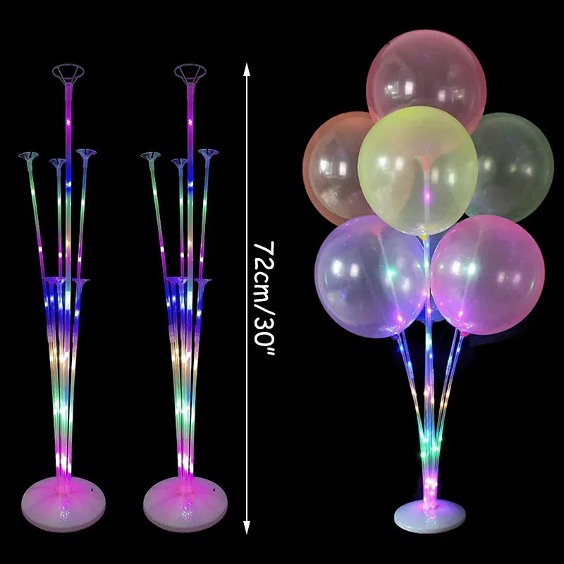 Color: Ruby - 7Tubes Balloons Stand Balloon Holder Column Confetti Balloon Baby Shower Kids Birthday Party Wedding Decoration Supplies