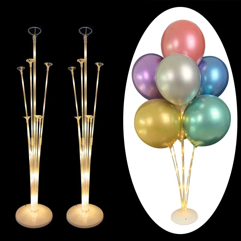 Color: Ruby - 7Tubes Balloons Stand Balloon Holder Column Confetti Balloon Baby Shower Kids Birthday Party Wedding Decoration Supplies