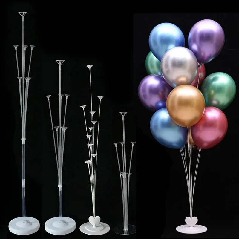 Color: Ruby - 7Tubes Balloons Stand Balloon Holder Column Confetti Balloon Baby Shower Kids Birthday Party Wedding Decoration Supplies