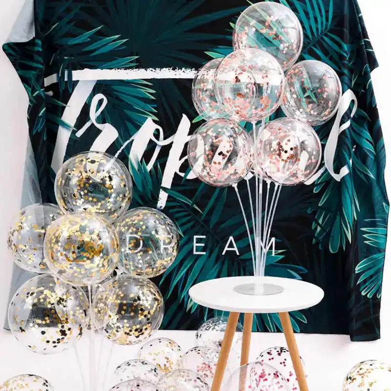 Color: Ruby - 7Tubes Balloons Stand Balloon Holder Column Confetti Balloon Baby Shower Kids Birthday Party Wedding Decoration Supplies